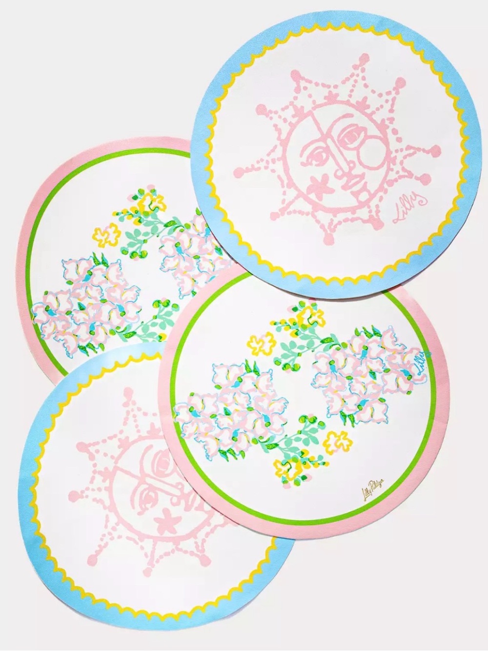 NEW Lilly Pulitzer Set of 4 Placemat Set Washable Multi Lilly Garden